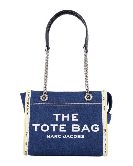 Marc Jacobs Blue The Denim Chain Small Tote Bag