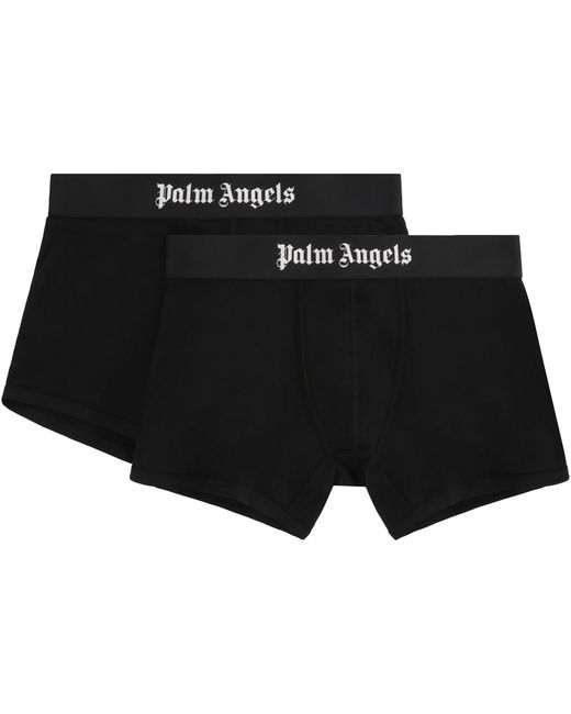 Palm Angels Black Two-Pack Of Cotton Boxer Shorts With Branded Elastic Band for men