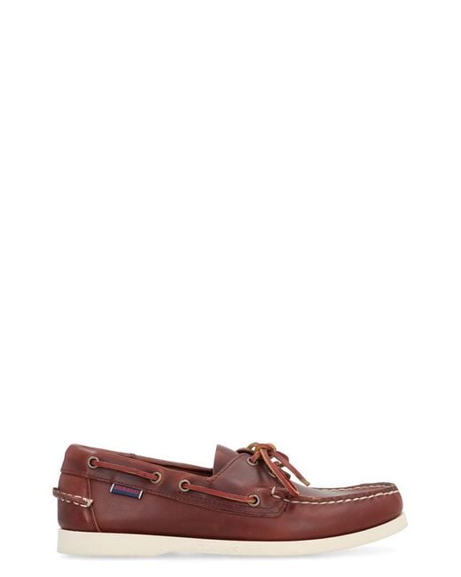Sebago Brown Portland Leather Boat Shoes for men