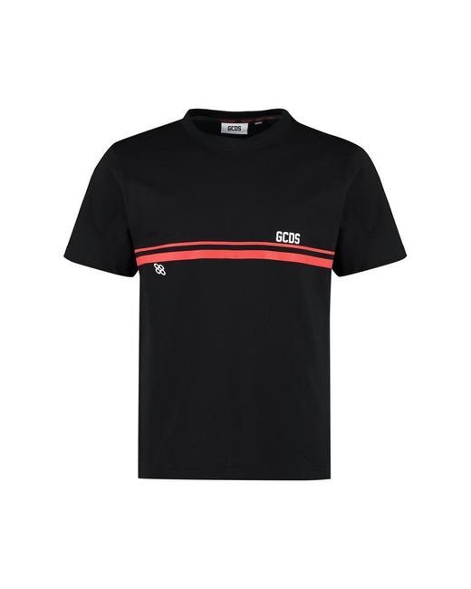 Gcds Black Cotton Crew-neck T-shirt for men