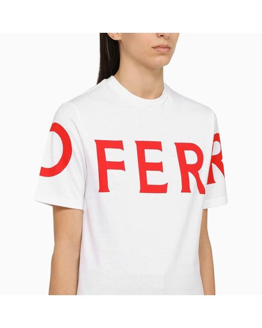 Ferragamo White Crew Neck T Shirt With Logo
