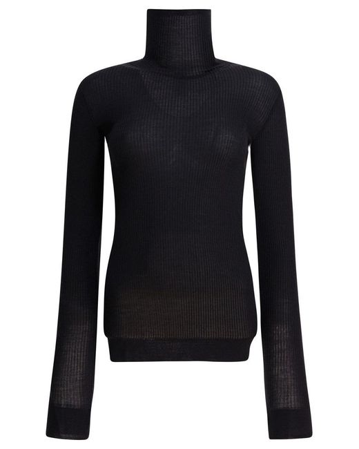 Lemaire Blue Ribbed Turtleneck