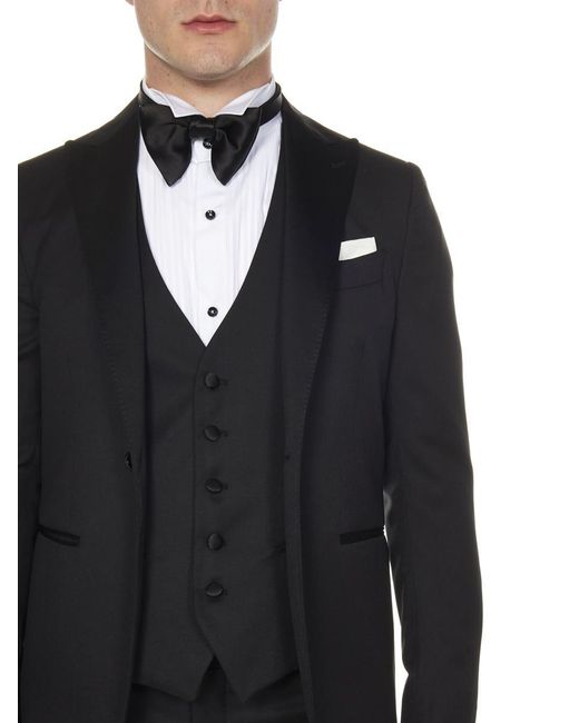 Franzese Collection Black Franzese Napoli James Bond 007 Model Suit for men