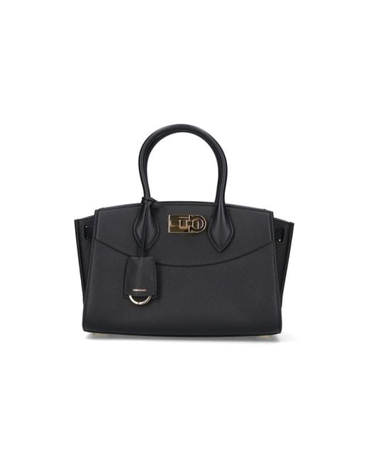 Ferragamo Black Medium Handbag "Studio Soft"