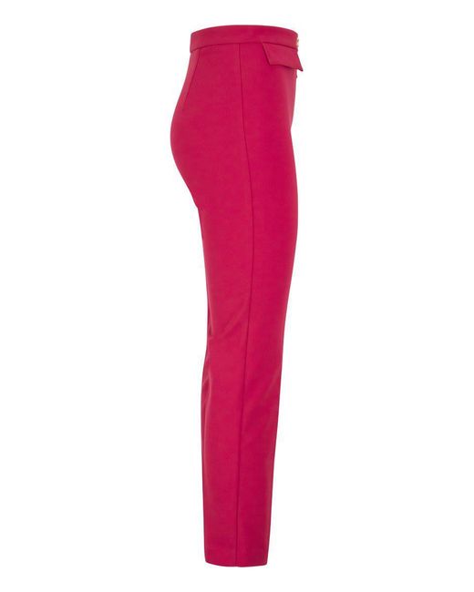 Elisabetta Franchi Trousers In Double Tapered Stretch Crepe