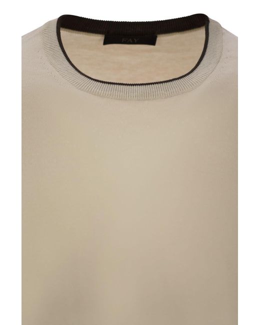 Fay Natural Cotton Crew-Neck Jumper for men
