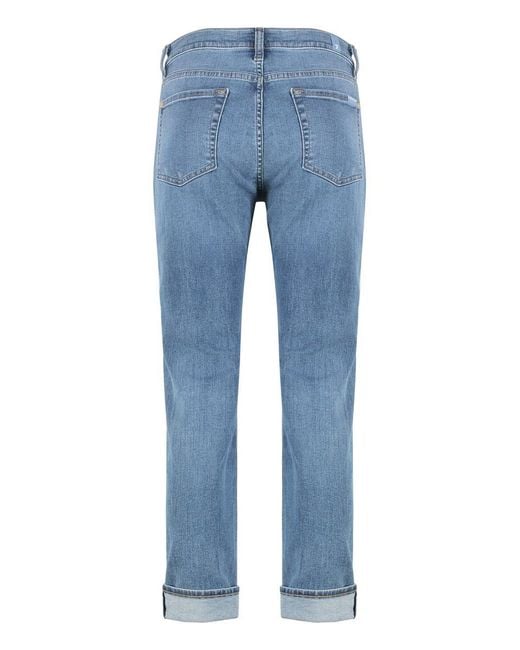 7 For All Mankind Blue Slim Mid-Rise Jeans
