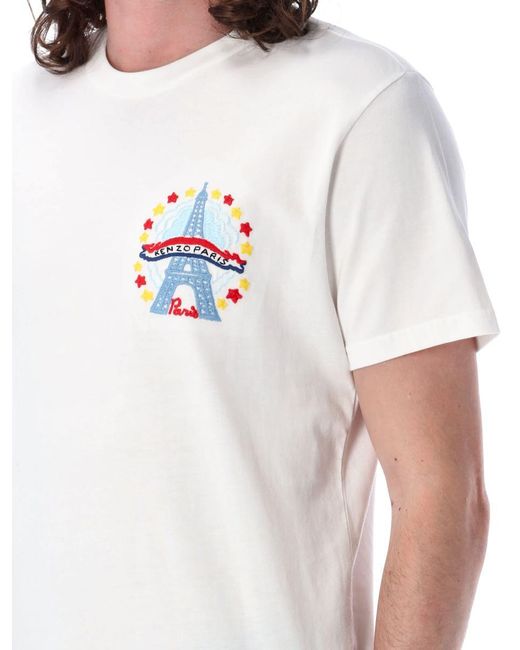 KENZO White Drawn Varsity Slim T-Shirt for men