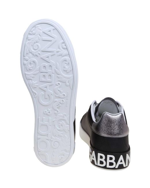 Dolce & Gabbana Black Portofino Sneakers In Leather for men