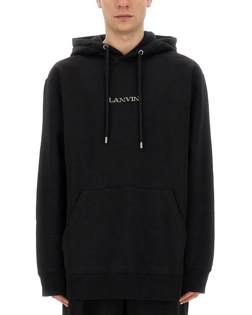 Lanvin Black Sweatshirt With Logo for men