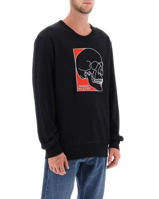 Alexander McQueen Black Crew-neck Sweatshirt With Skull Embroidery for men