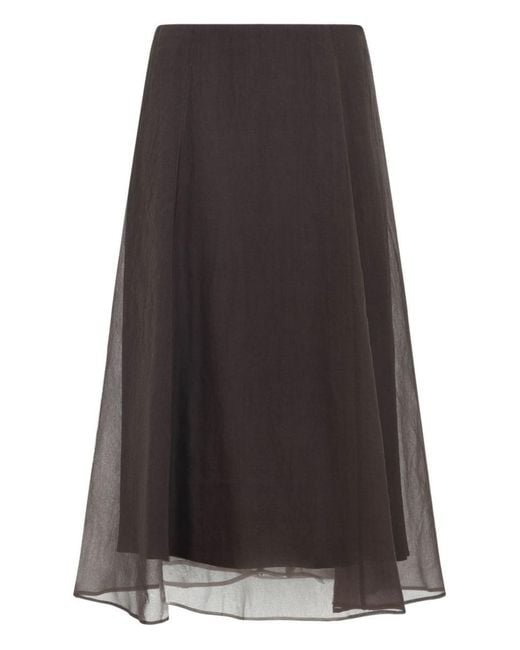 Brunello Cucinelli Brown Silk Long Skirt