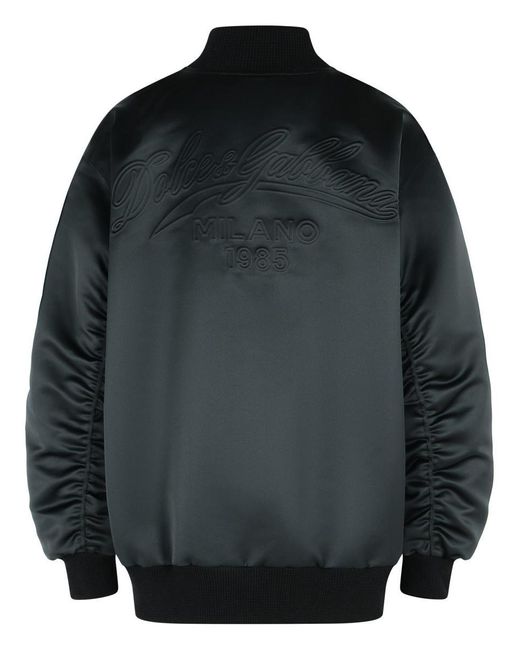 Dolce & Gabbana Black Polyester Bomber Jacket