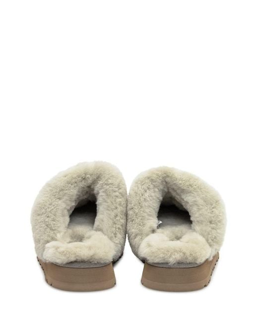 Ugg White Slippers W Disquette In Shearling Grey