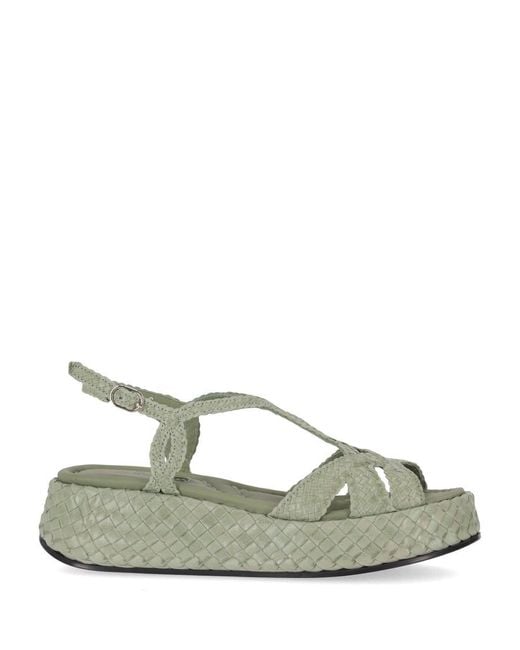 LA ROSE Green Maui Platform Wooden Sandal