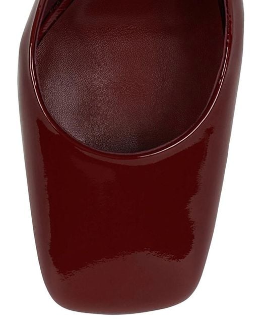 Jeffrey Campbell Red 'Favrile' Bordeaux Wedges With Strap Closure And Square Toe