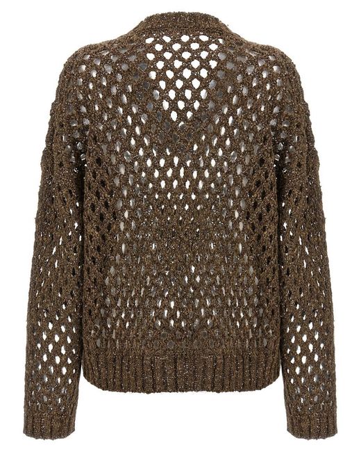 Brunello Cucinelli Brown 'Rustic Dazzling Net' Sweater