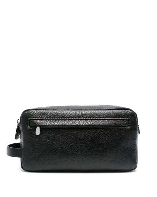 Brunello Cucinelli Black Leather Toiletry Bag for men