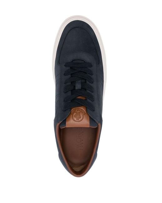 Moncler Blue Leather Monclub Sneakers With Laces for men