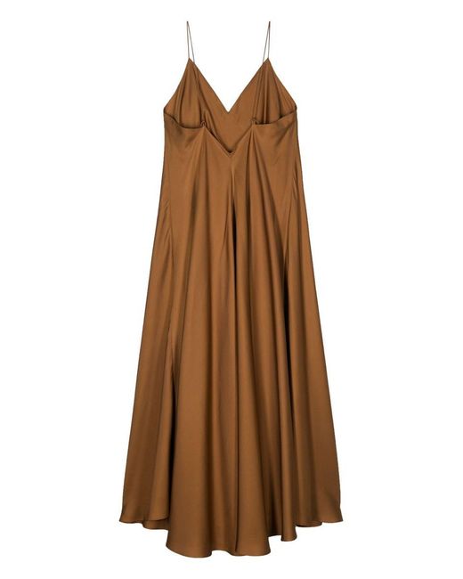 Rohe Brown Silk Strap Dress With Wider Hem