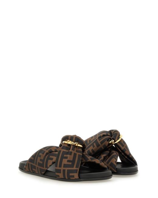 Fendi Brown Slide Sandal "Feel"