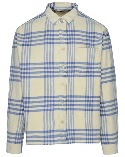 John Elliott Blue Hemy Ivory Cotton Shirt for men
