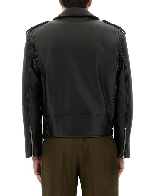 Saint Laurent Black Leather Biker Jacket for men