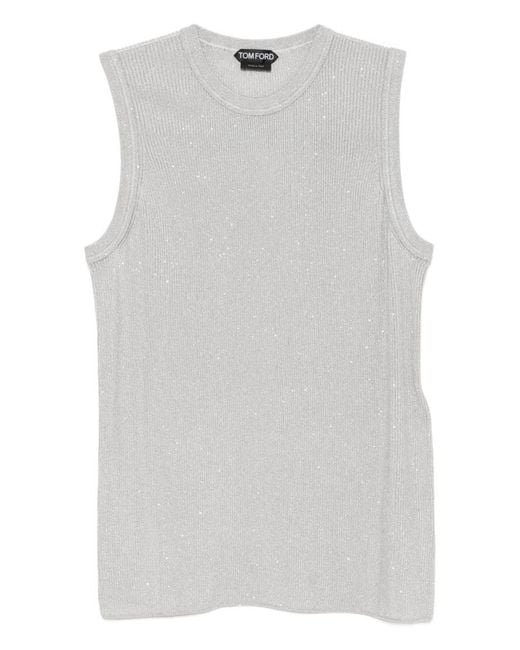 Tom Ford Gray Sequined Top