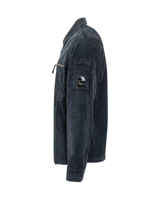 C P Company Blue Corduroy Jacket With Zipper for men