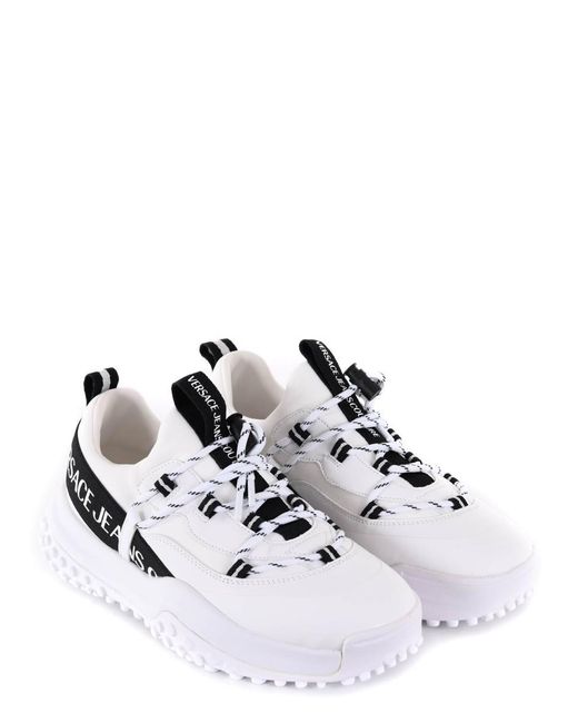 Versace White Logo-print Lace-up Sneakers for men