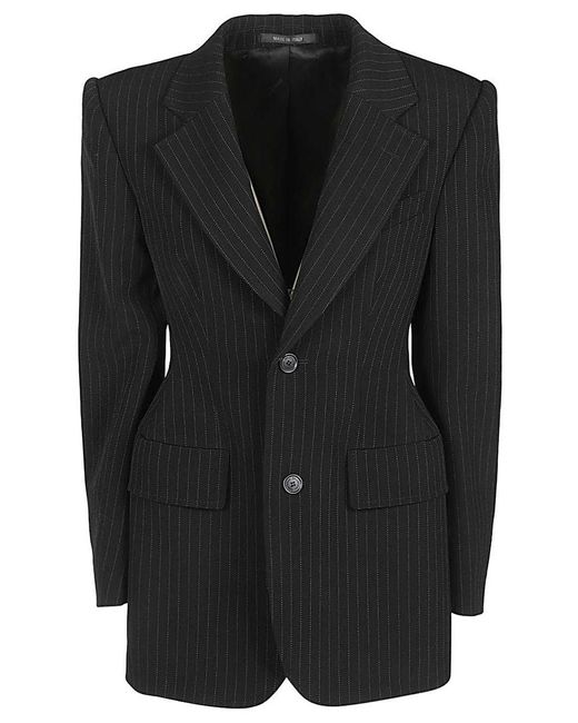 Balenciaga Black 'Hourglass' Pinstripe Single-Breasted Jacket