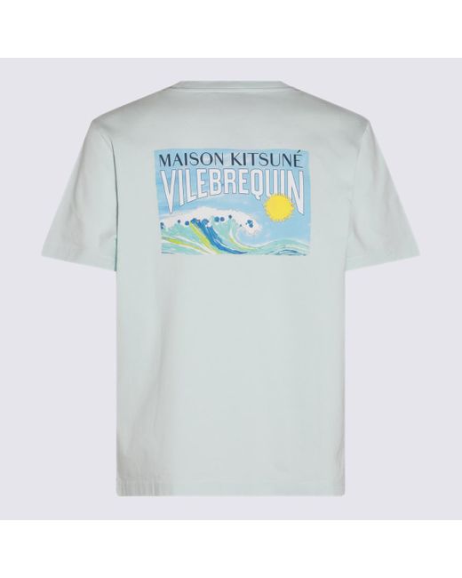 Maison Kitsuné Blue Ice Cotton T-Shirt for men