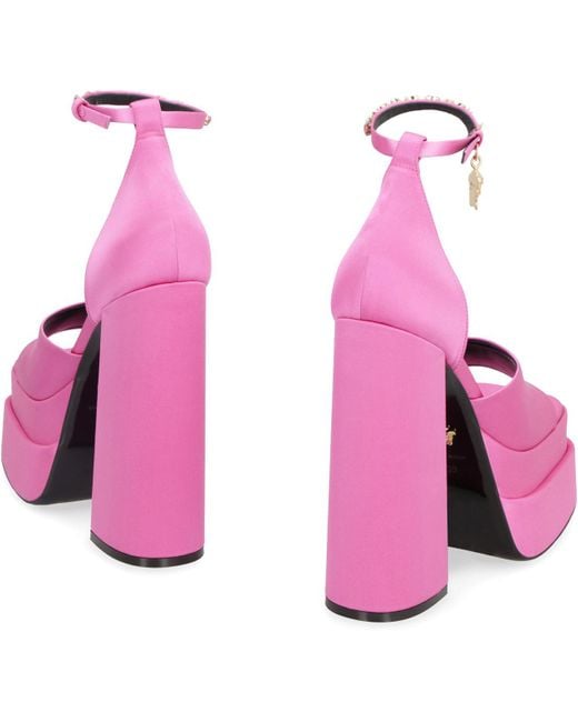 Versace Pink Medusa Aevitas Satin Sandals