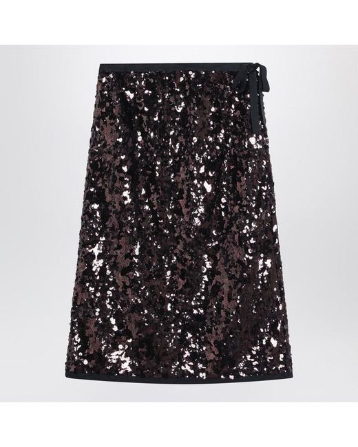 Prada Black Plum-Coloured Sequined Skirt