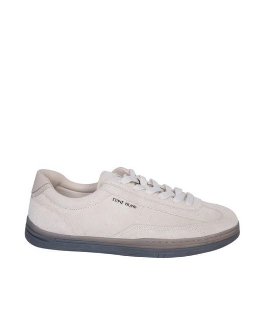 Stone Island White Shoes for men