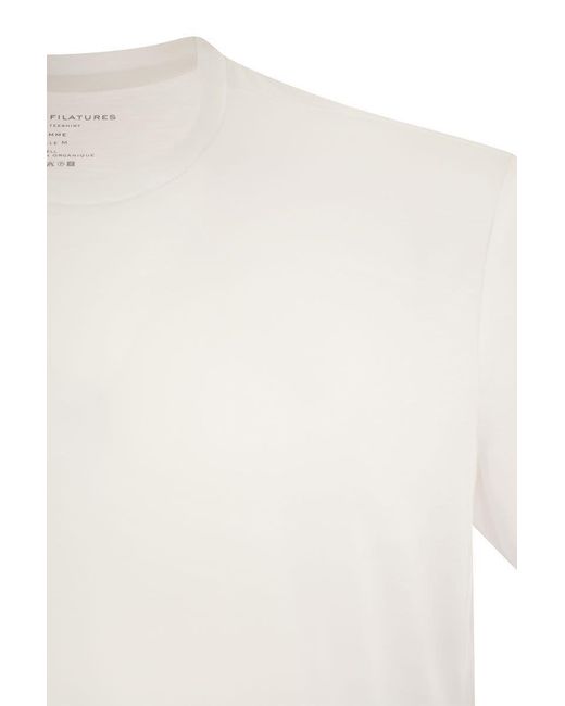 Majestic Filatures White Short-sleeved T-shirt In Lyocell And Cotton for men