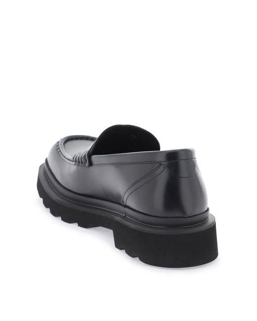 Dolce & Gabbana Black Brushed Leather Loafers for men