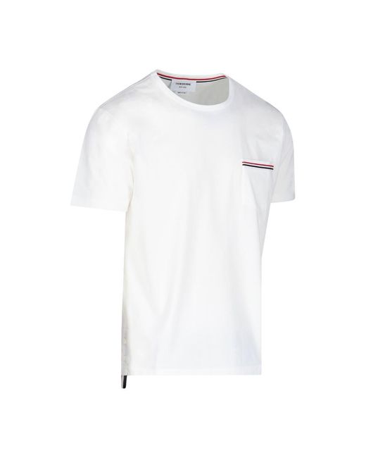 Thom Browne White Tricolor Pocket T-shirt for men