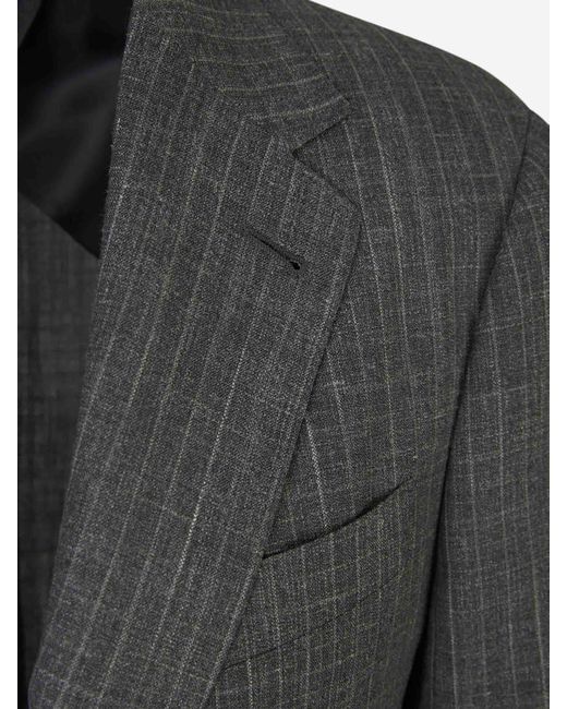 Canali Gray Textured Wool Suit for men