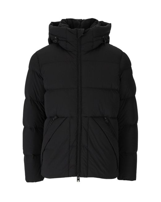 Woolrich Synthetic Sierra Supreme Black Hooded Down Jacket for Men | Lyst