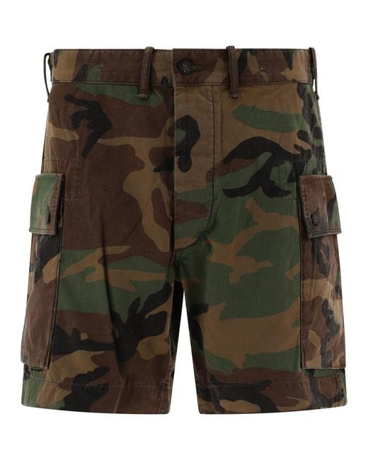 RRL Green Camo Ripstop Cargo Shorts for men