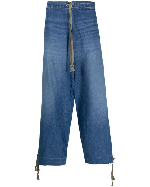 Greg Lauren Blue Wide Leg Denim Jeans for men