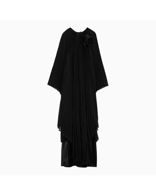 Max Mara Pianoforte Black Pleated Chiffon Kaftan Dress