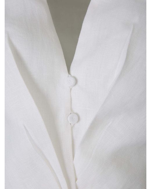 ANDRES OTALORA White Linen Aguila Midi Dress