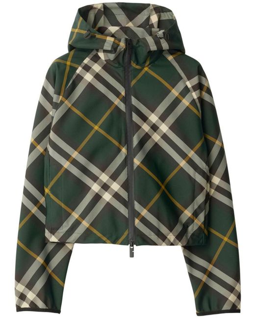 Burberry Green Cropped Check Lightweight Jacket