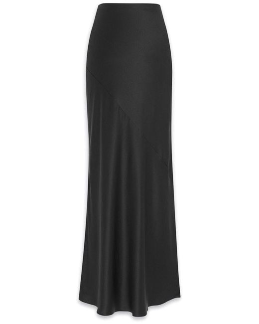 Saint Laurent Black Satin Long Skirt
