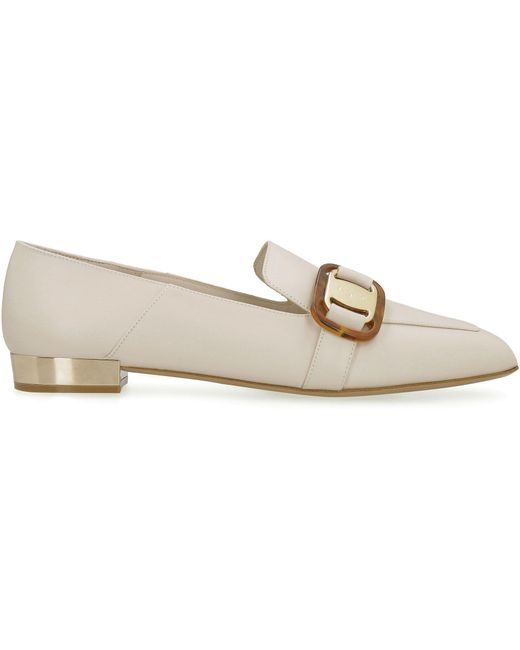 Ferragamo White Wang Leather Loafers
