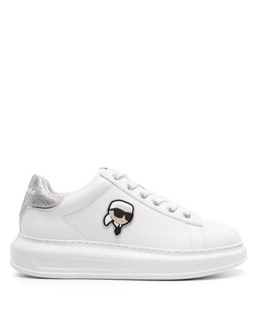 Karl Lagerfeld White K/ikonik Kapri Leather Sneakers