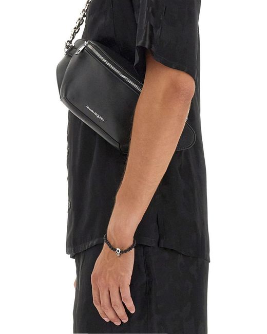 Alexander McQueen Black Biker Bum Pouch Bag for men