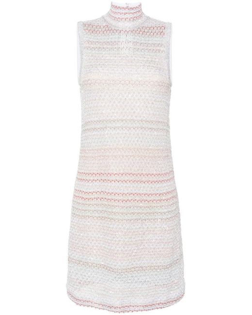Missoni White Sequin-embellished Crochet-knit Dress